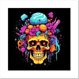 Skull with Flowers Posters and Art